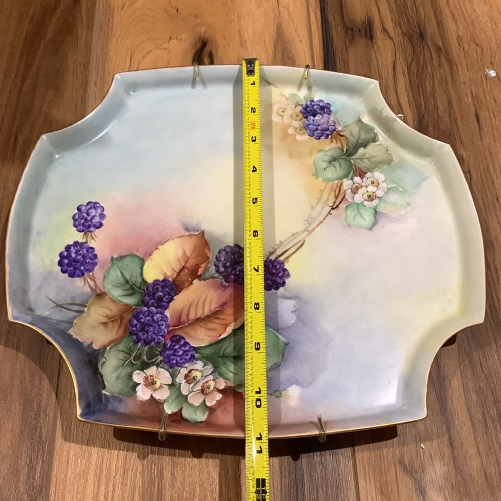 Limoges Hand painted fruit and leaf pattern French porcelain tray/wall hanging - Picture 3 of 9